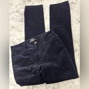 Talbots Womens Heritage Straight Leg Velvet Pants Sz 8 Navy Mid Rise Stretch  13